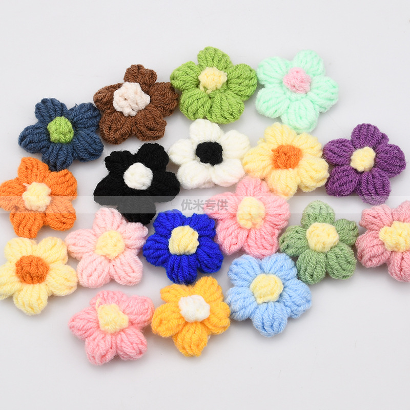 Craft Embellishments - Handmade Crochet Five Petal Flower Appliques,
