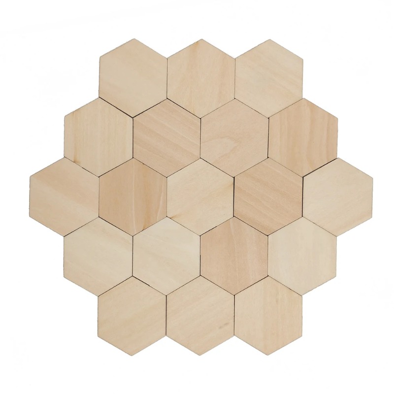 Craft Embellishments - 10-120mm Wooden Hexagon Blank Slices Unfinished