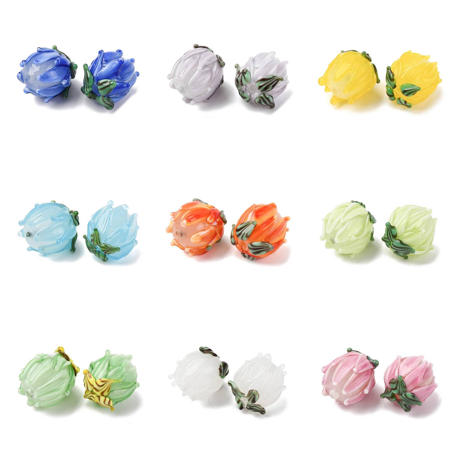 20pcs Handmade Lampwork Tulip  - Embellishment Crafts ulasan dan harga
