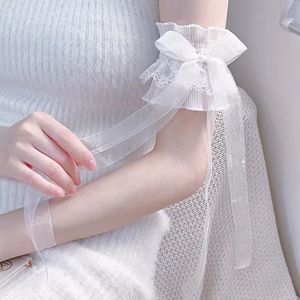 Fashion Lace Lolita Arm Sleeve - Lace Ribbon Trim ulasan dan harga