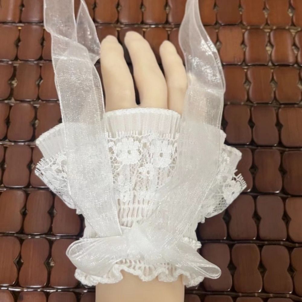 Fashion Lace Lolita Arm Sleeve - Lace Ribbon Trim ulasan dan harga