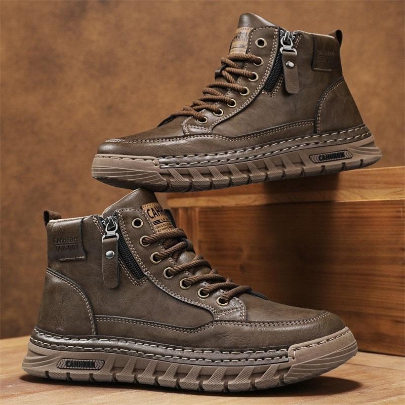 Men Leather High Top Ankle Boo - Guipure Lace Panel ulasan dan harga