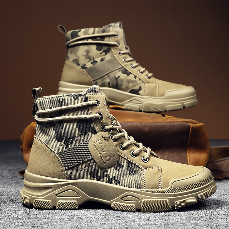 High-Top Boots for Men Autumn  - Guipure Lace Panel ulasan dan harga