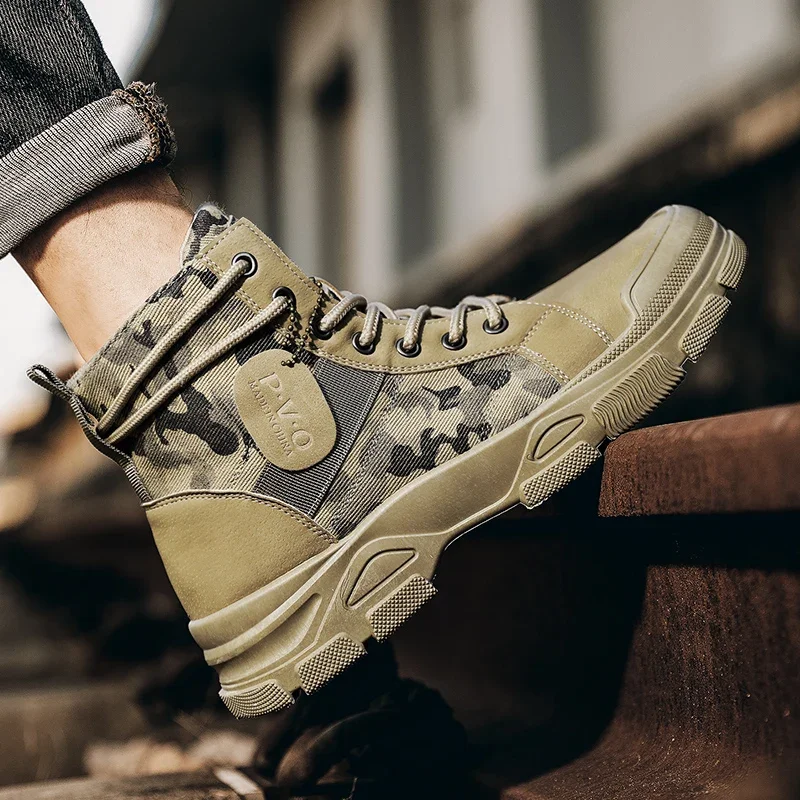 High-Top Boots for Men Autumn  - Guipure Lace Panel ulasan dan harga