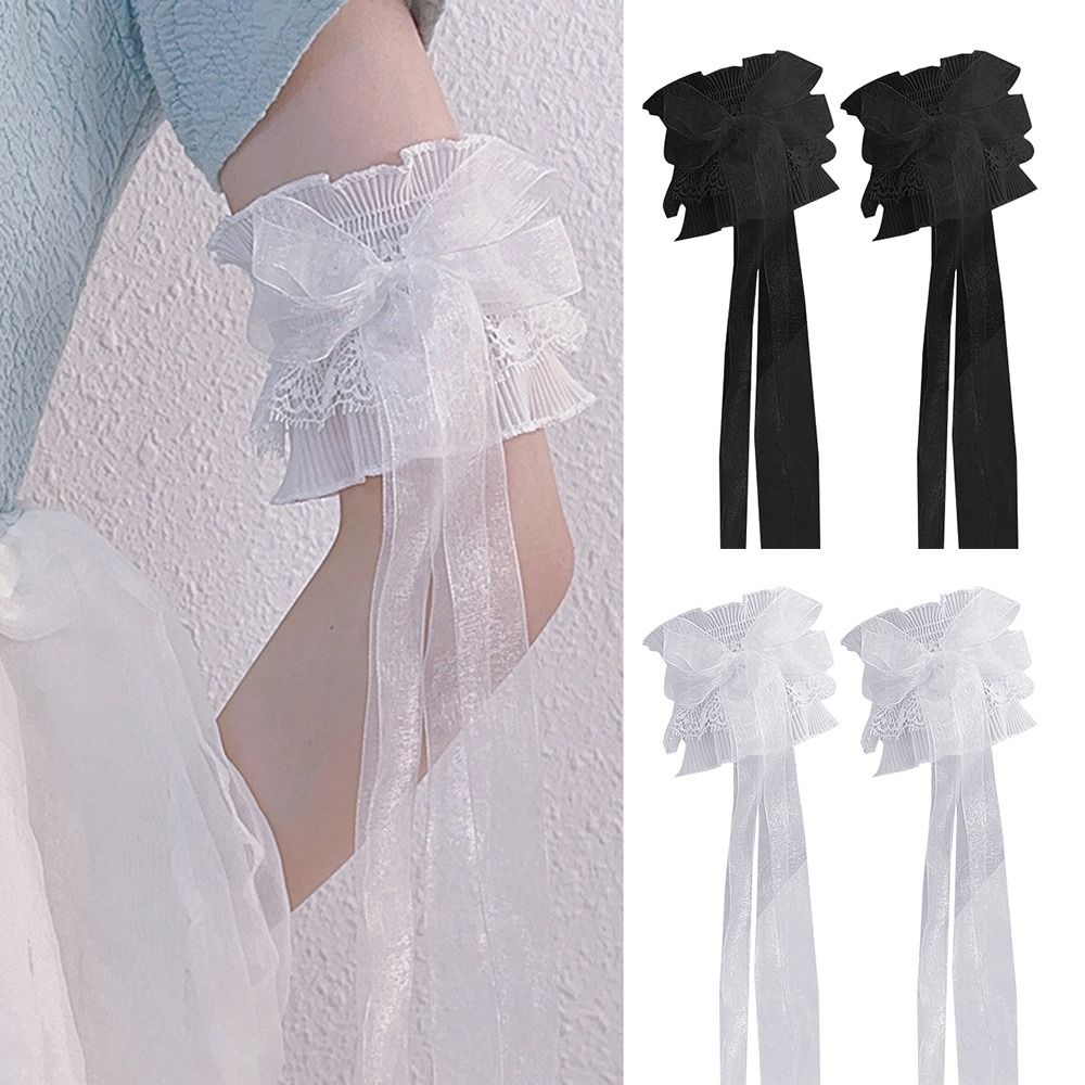 Arm Warmers Bowknot Arm Sleeve - Lace Ribbon Trim ulasan dan harga