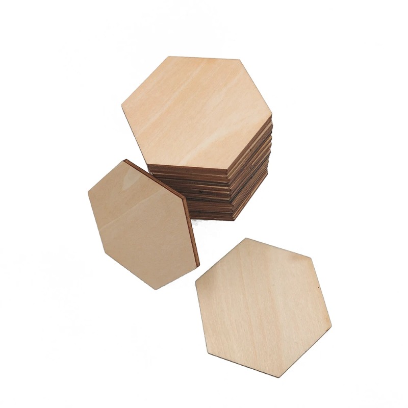 10-120mm Wooden Hexagon Blank  - Craft Embellishments ulasan dan harga