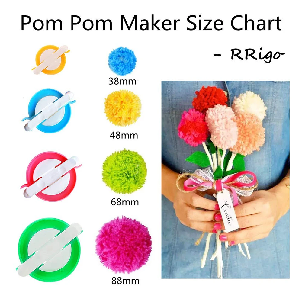 4-Size Pom Pom Maker Kit with  - Pom Pom Maker Tool ulasan dan harga
