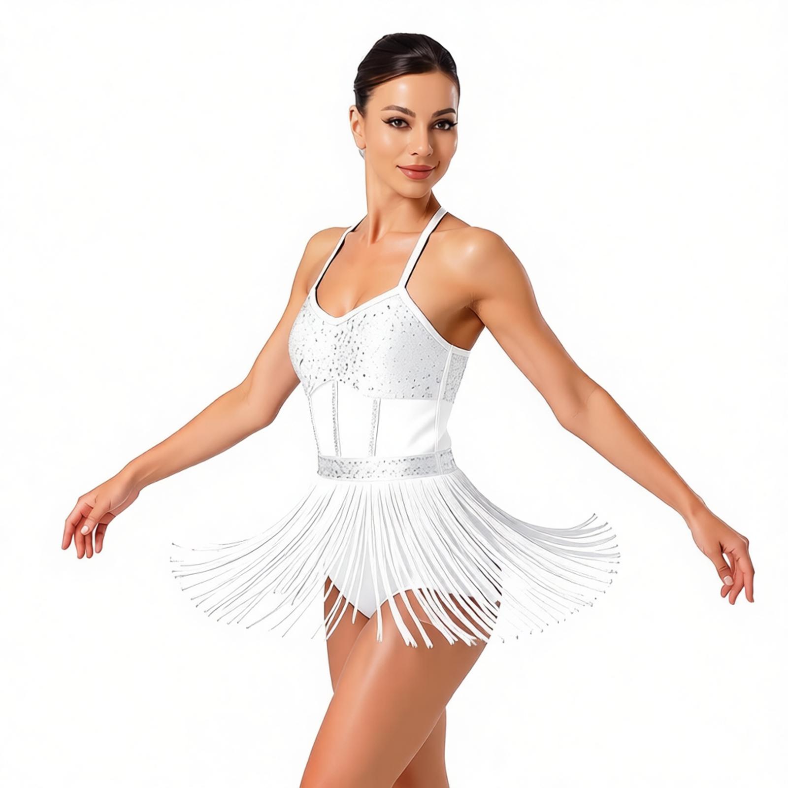 Women Tassel Latin Dance Leota - Rhinestone Banding Trim ulasan dan harga